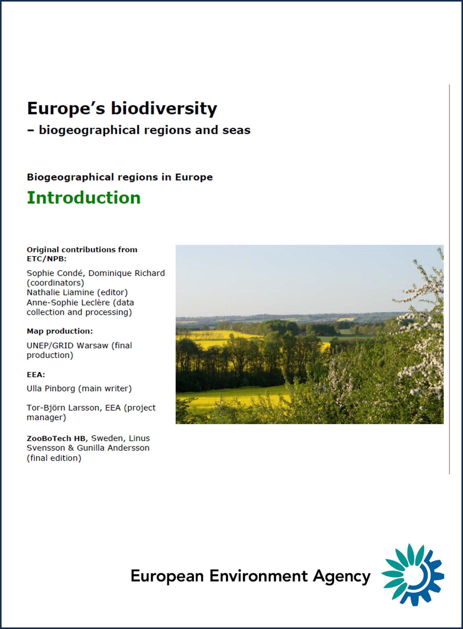 Europe’s biodiversity – biogeographical regions and seas.