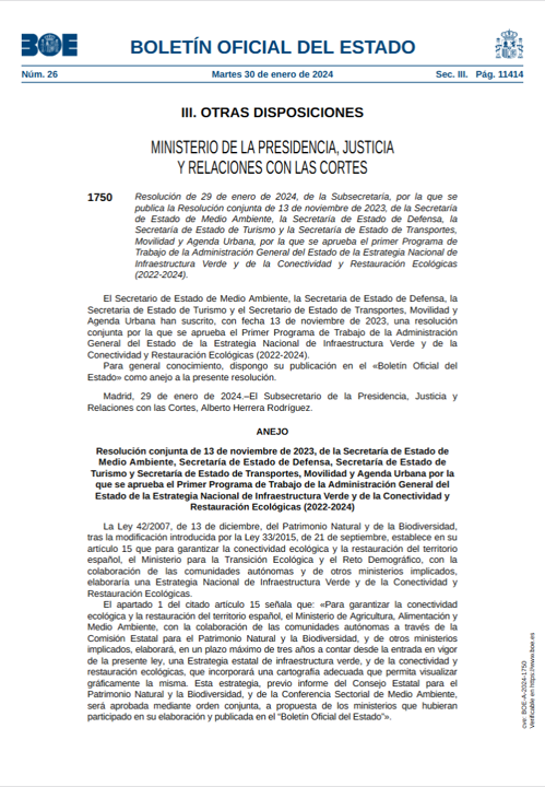 Resolución de 29/01/2024, Programa de Trabajo de la ENIV
