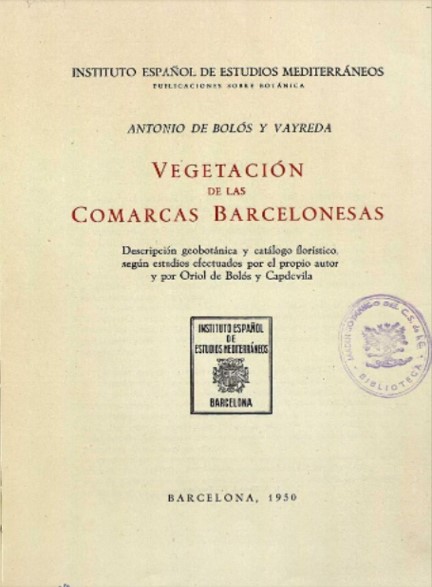 Vegetación de las comarcas barcelonesas. 