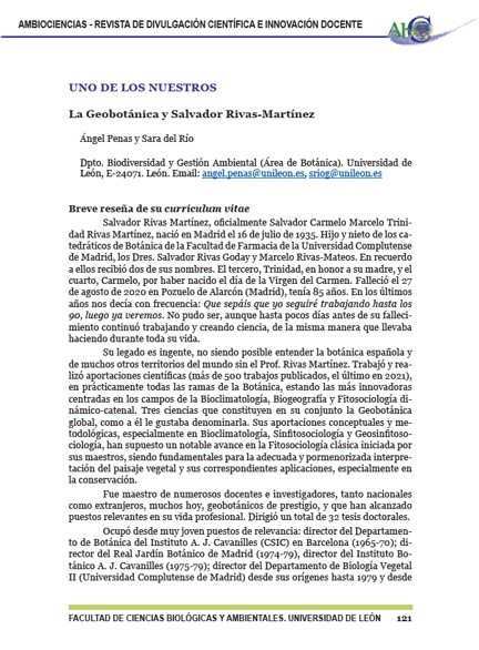 La Geobotánica y Salvador Rivas-Martínez