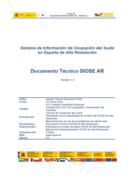 SIOSE-2022: Documento técnico AR - (V. 1.3) 