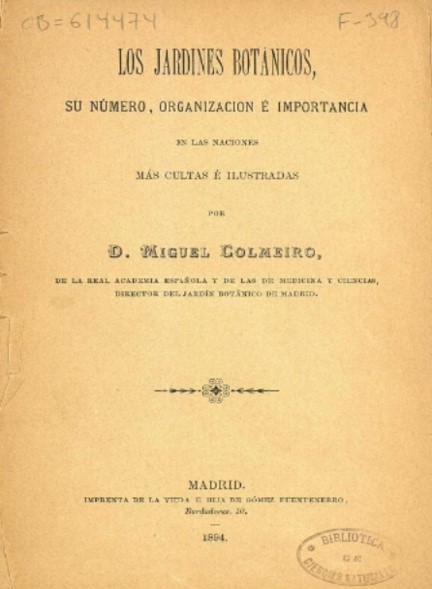 Los jardines botánicos (Colmeiro)