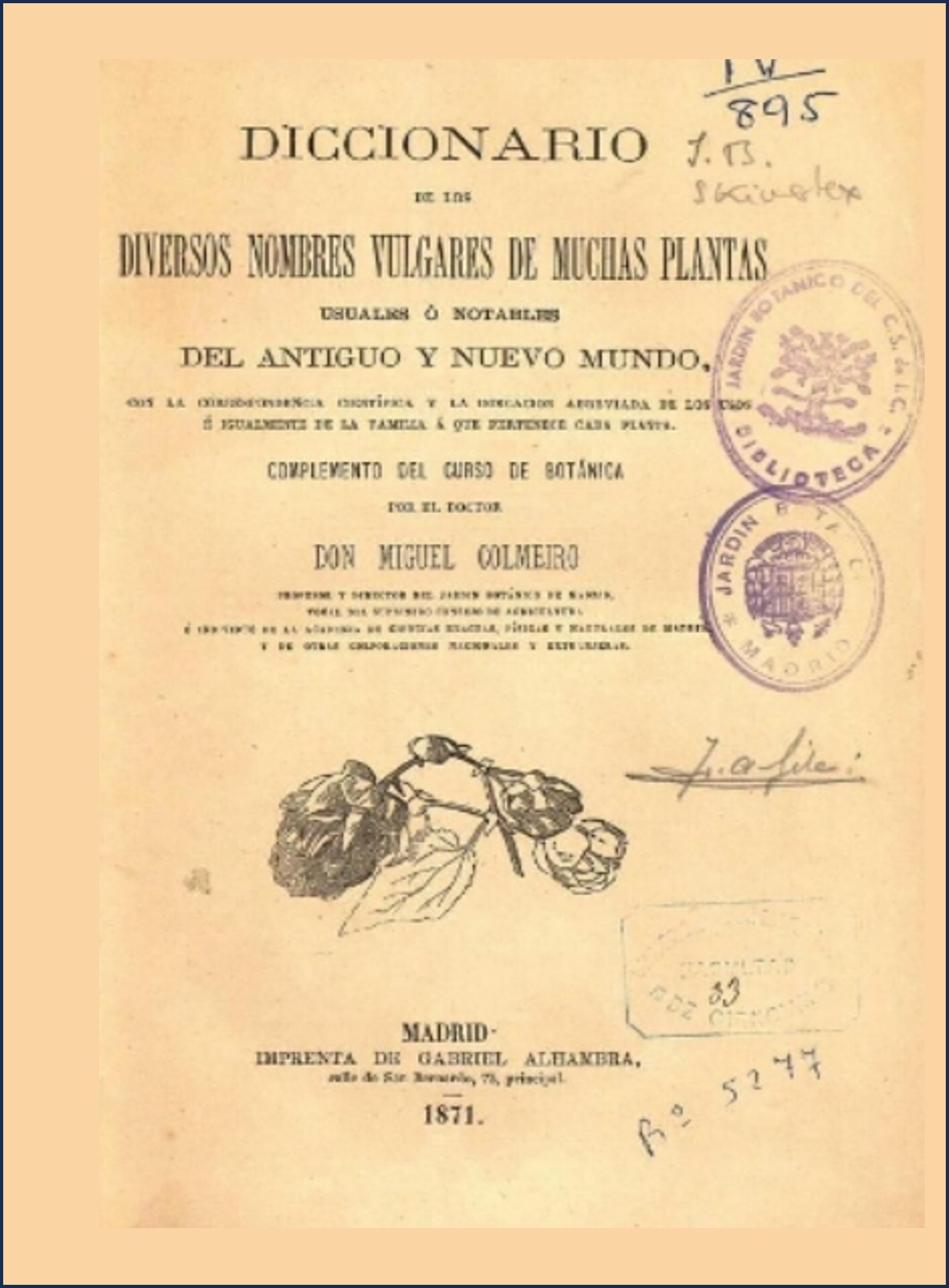 Diccionario de los diversos nombres vulgares de muchas plantas