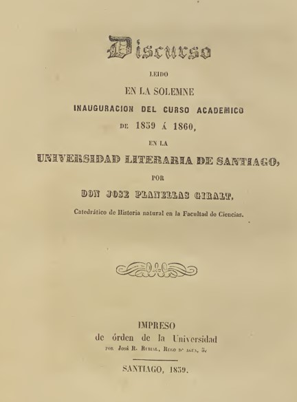 Planelles: Discurso inauguración curso 1859-60 USC