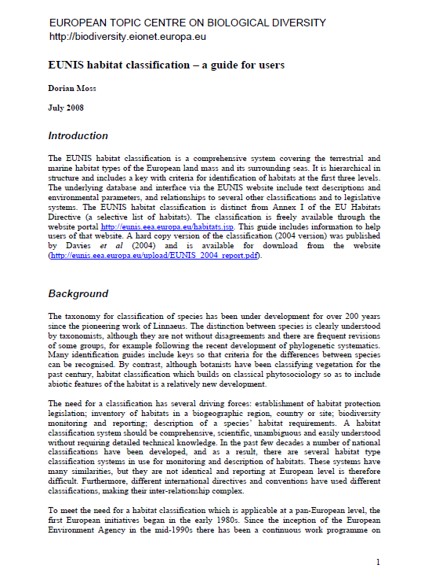 EUNIS-2008: A Guide for users