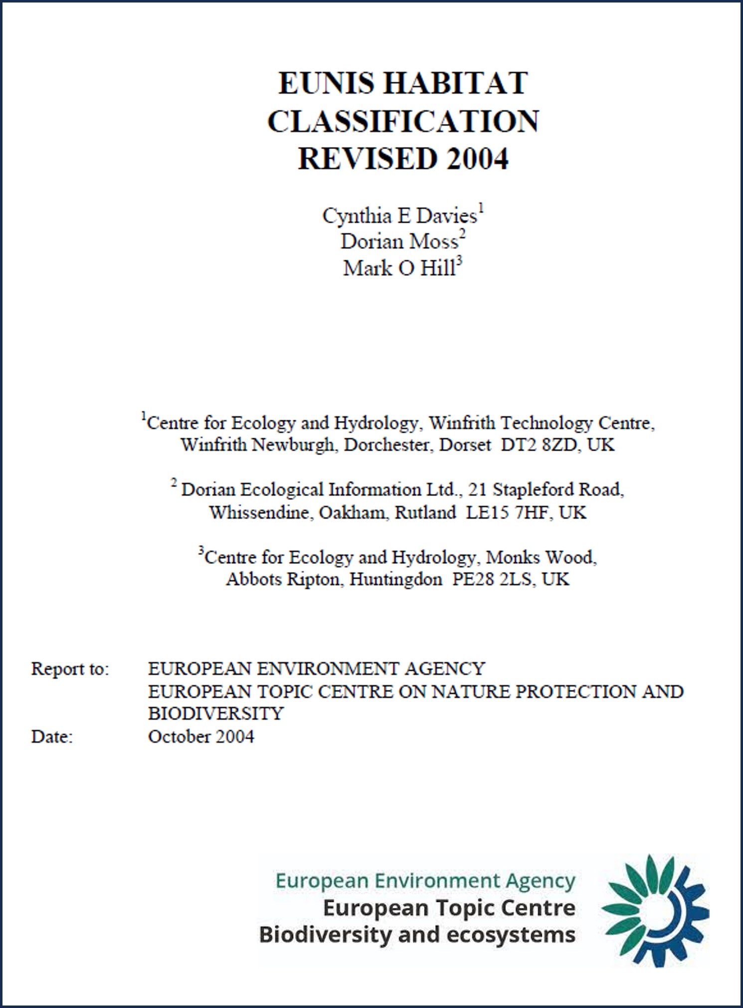 EUNIS-2004: EUNIS Habitats Classification