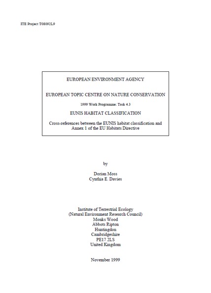 EUNIS-1999: Eunis Habitat Classification