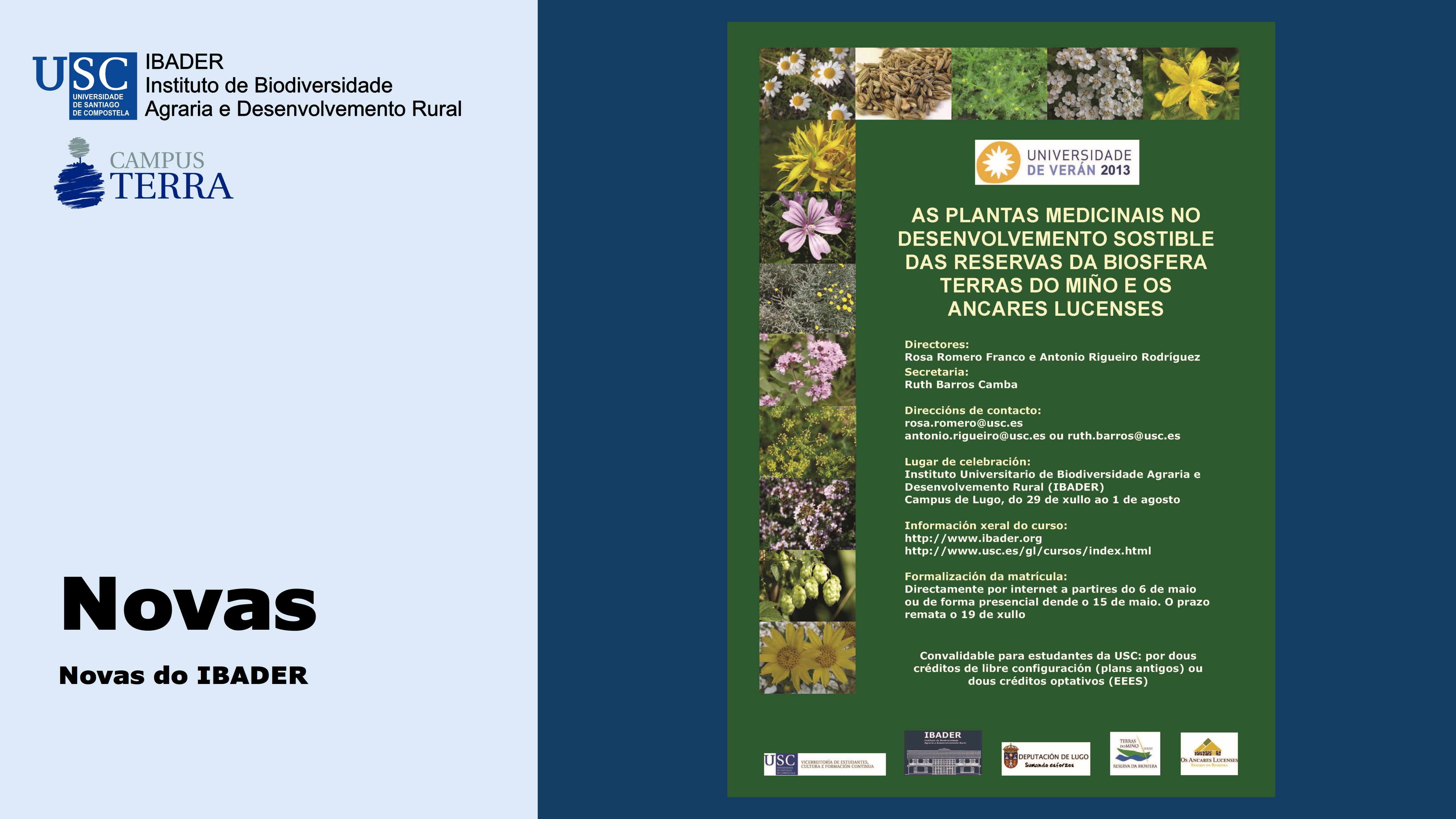 2013/06/28: Nova información: Curso de Verán (2013): Plantas Medicinais