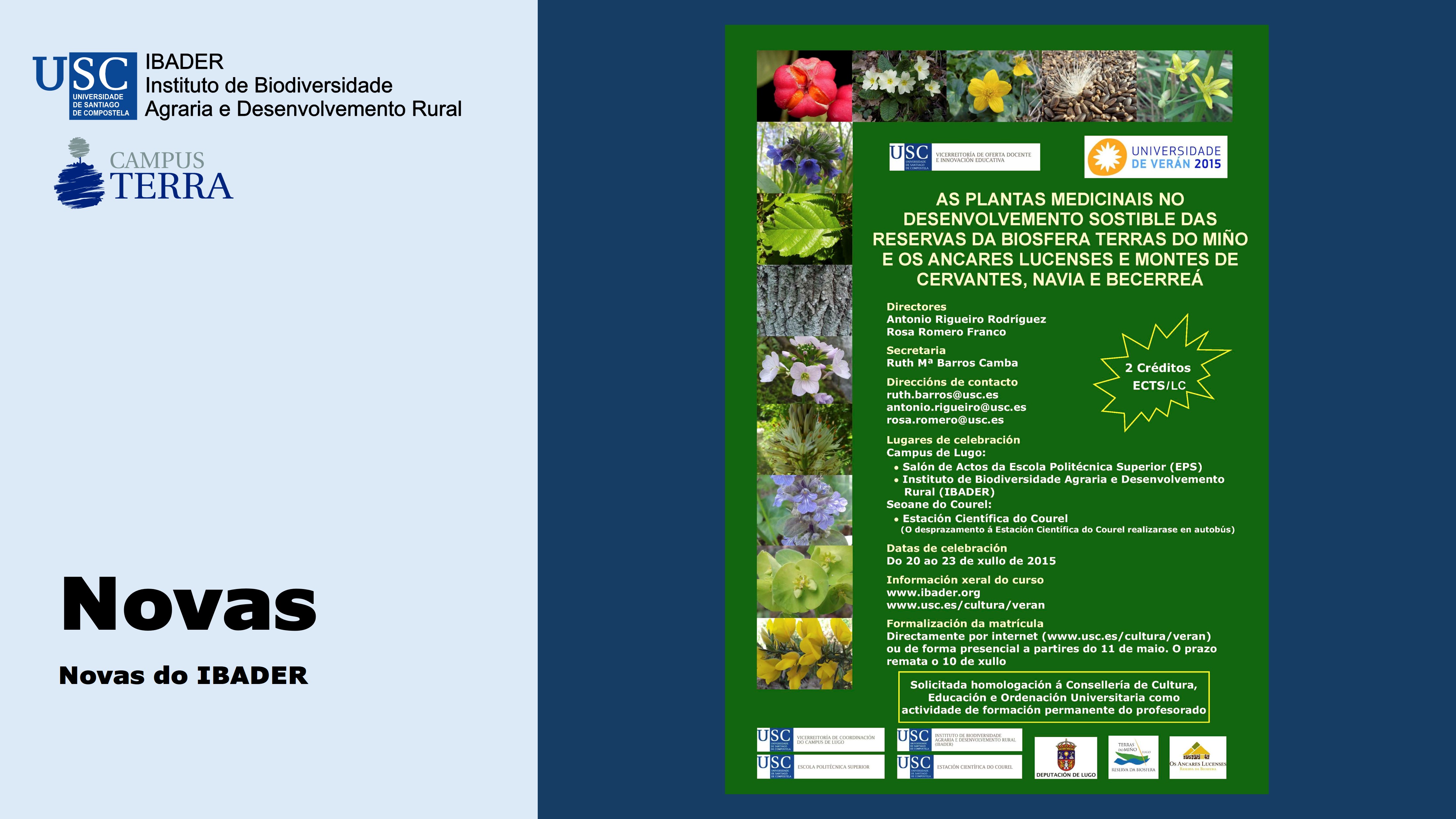 2015/05/05: As plantas medicinais no desenvolvemento sostible das Reservas da Biosfera 