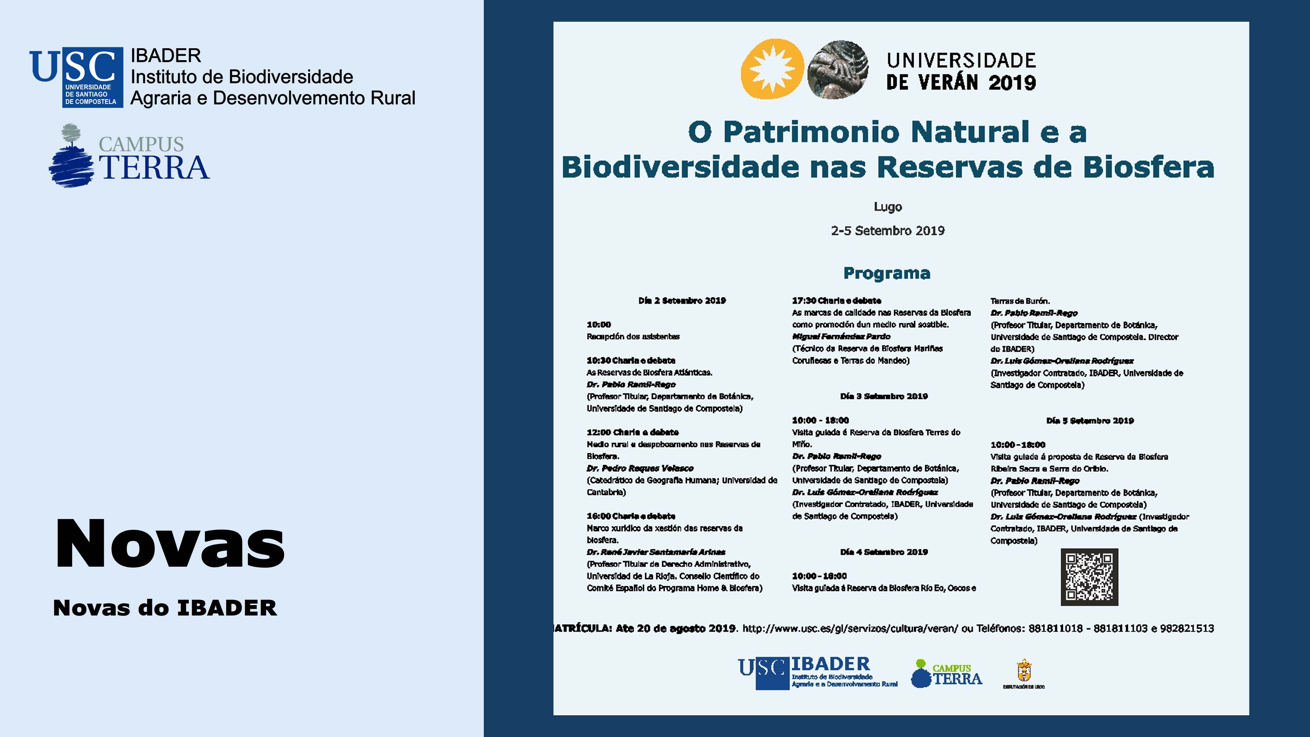 2019/05/10: Universidade de Verán 2019: Curso no IBADER