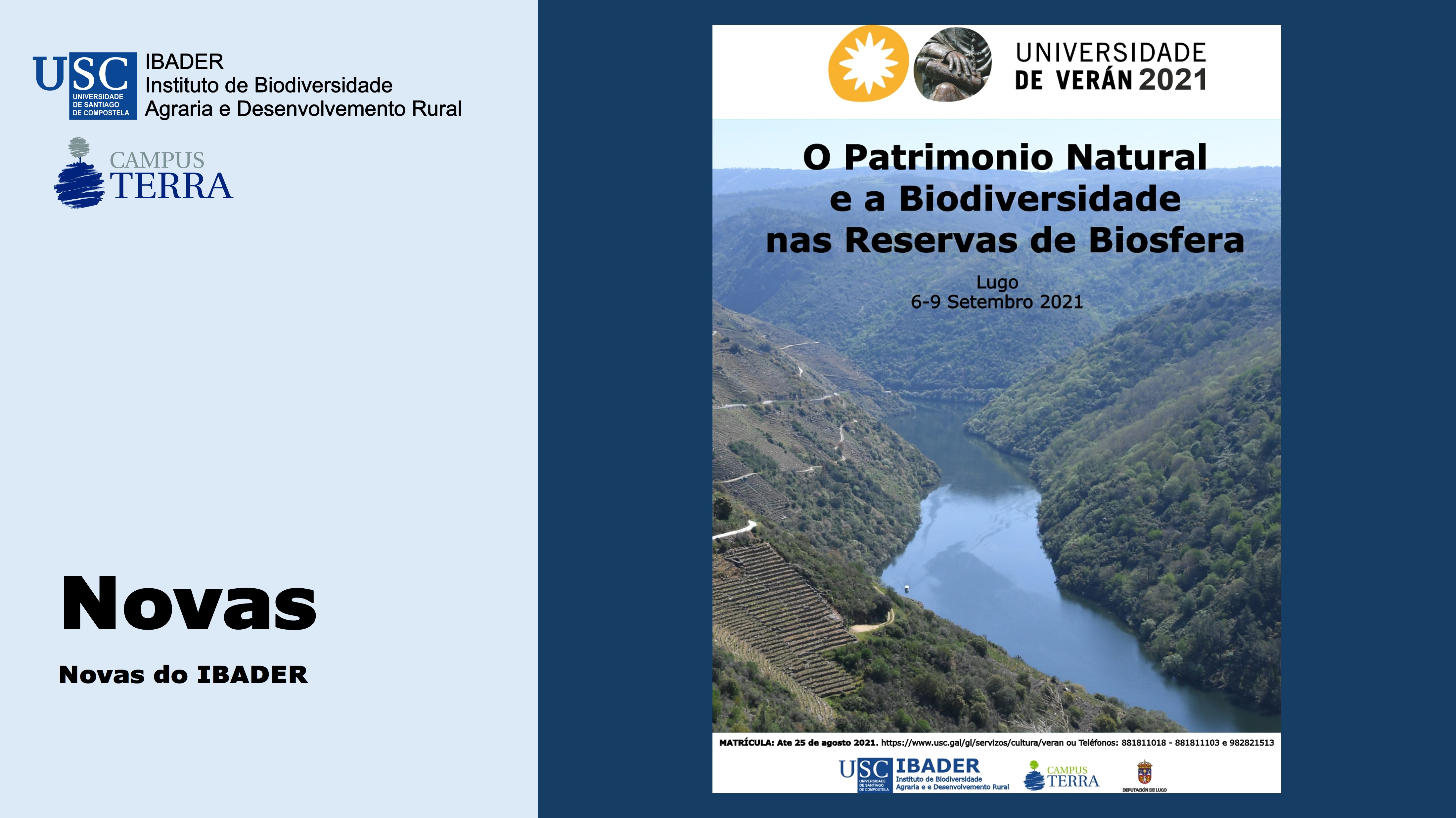 22/06/2021: Universidade de Verán 2021 - Curso organizado polo IBADER