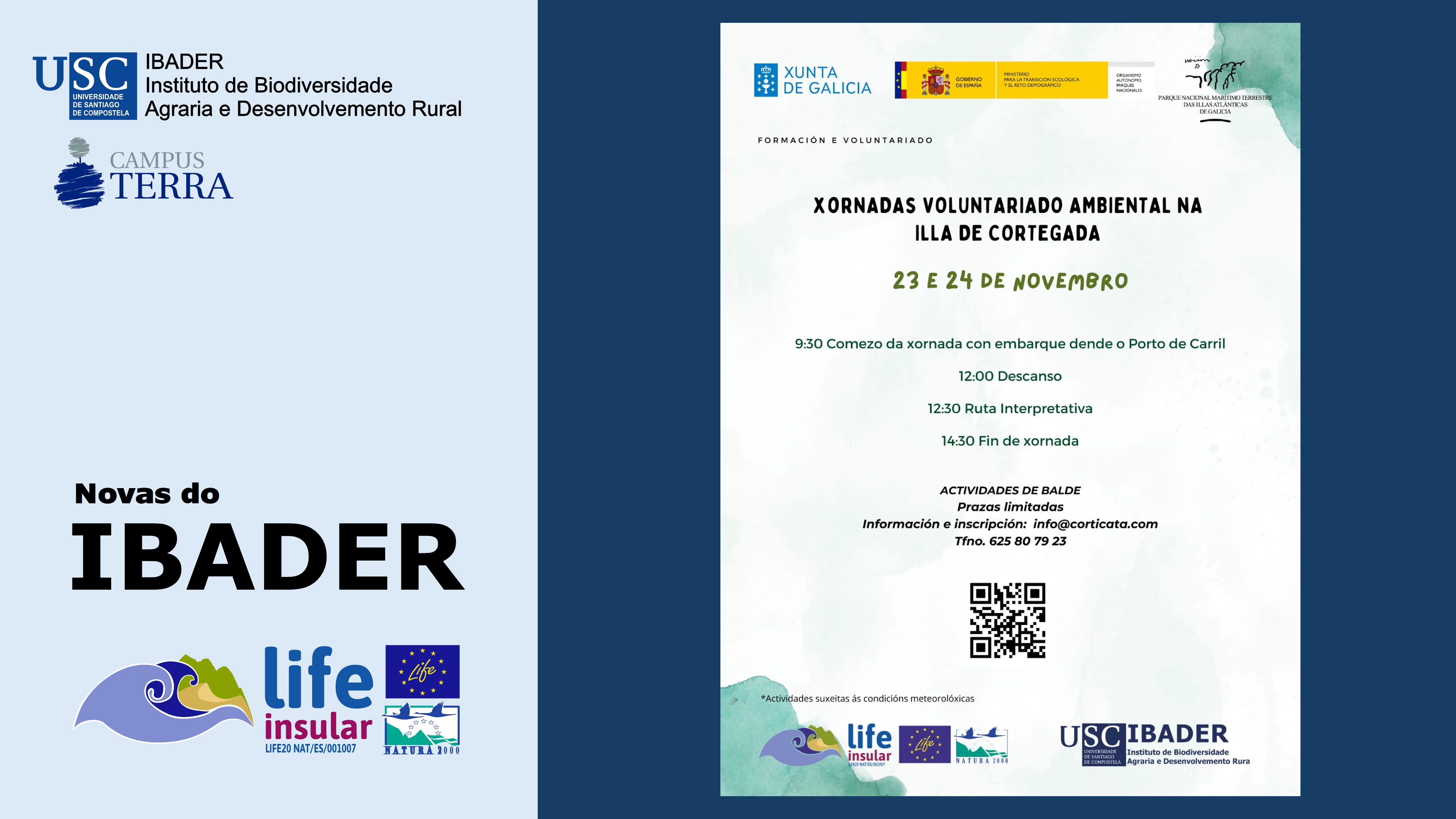 2024/11/13: Xornadas de voluntariado ambiental na illa de Cortegada coa participación do IBADER