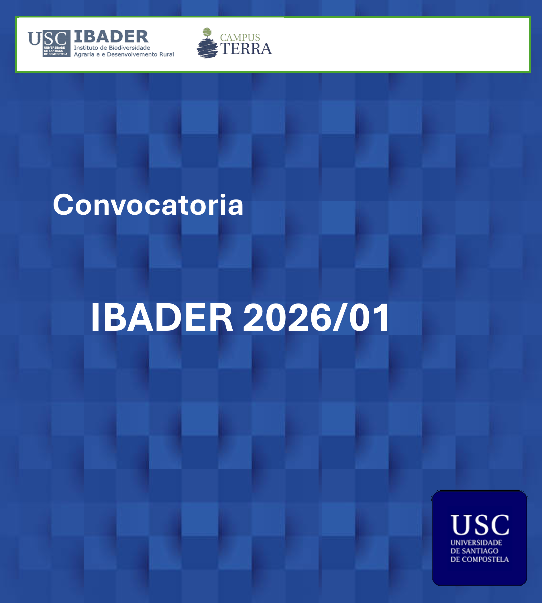 2026/02/13. Convocatoria IBADER 2026/01, para a Contratación de Persoal Investigador e de Apoio á Investigación 