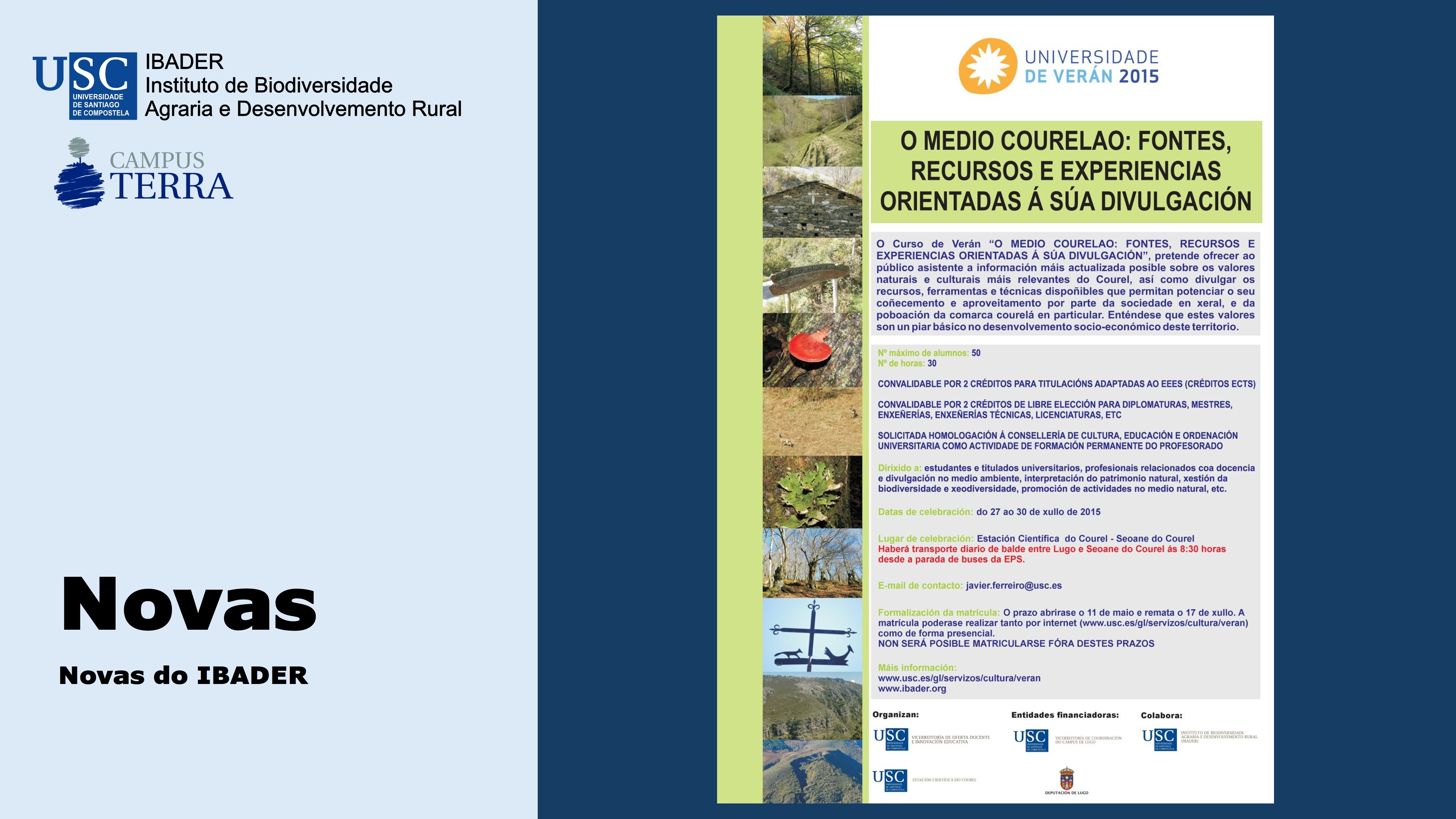 2015/05/04: O medio Courelao: fontes, recursos e experiencias orientadas á súa divulgación