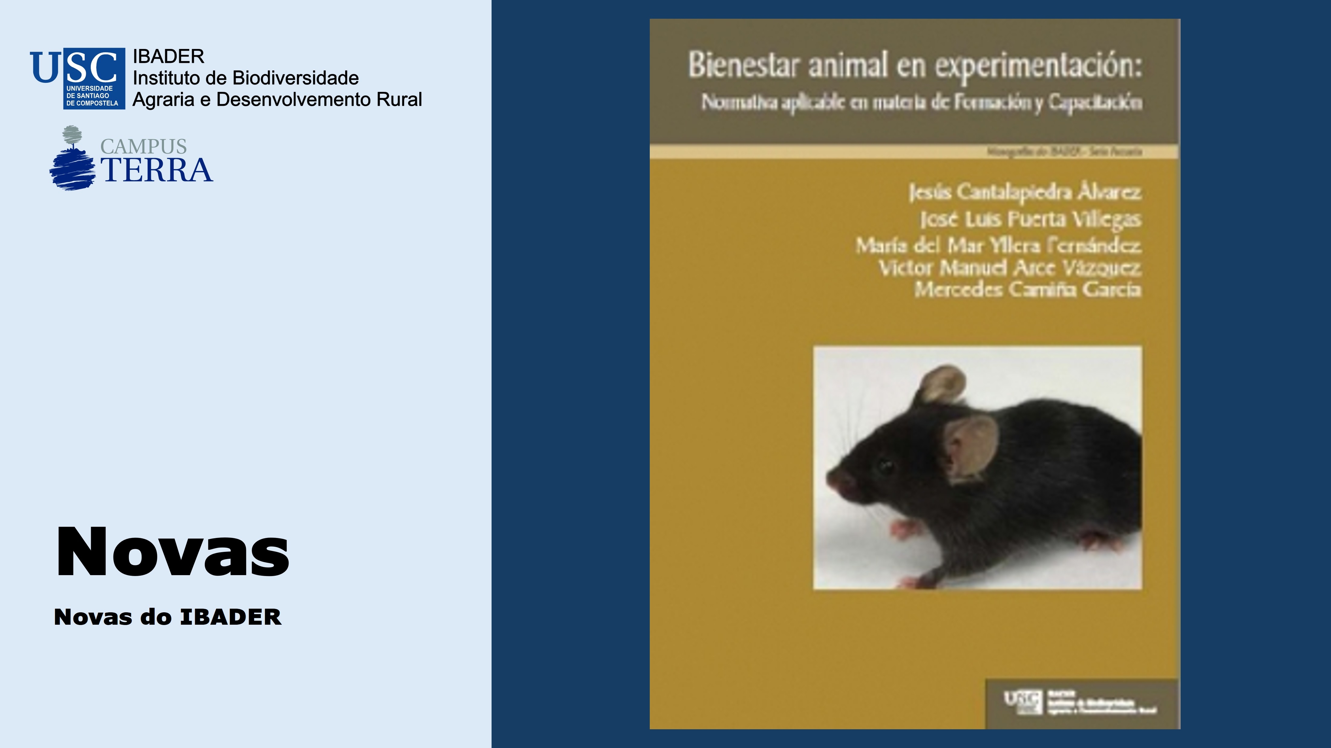 2016/10/12: Nova publicación do IBADER: Benestar animal en experimentación