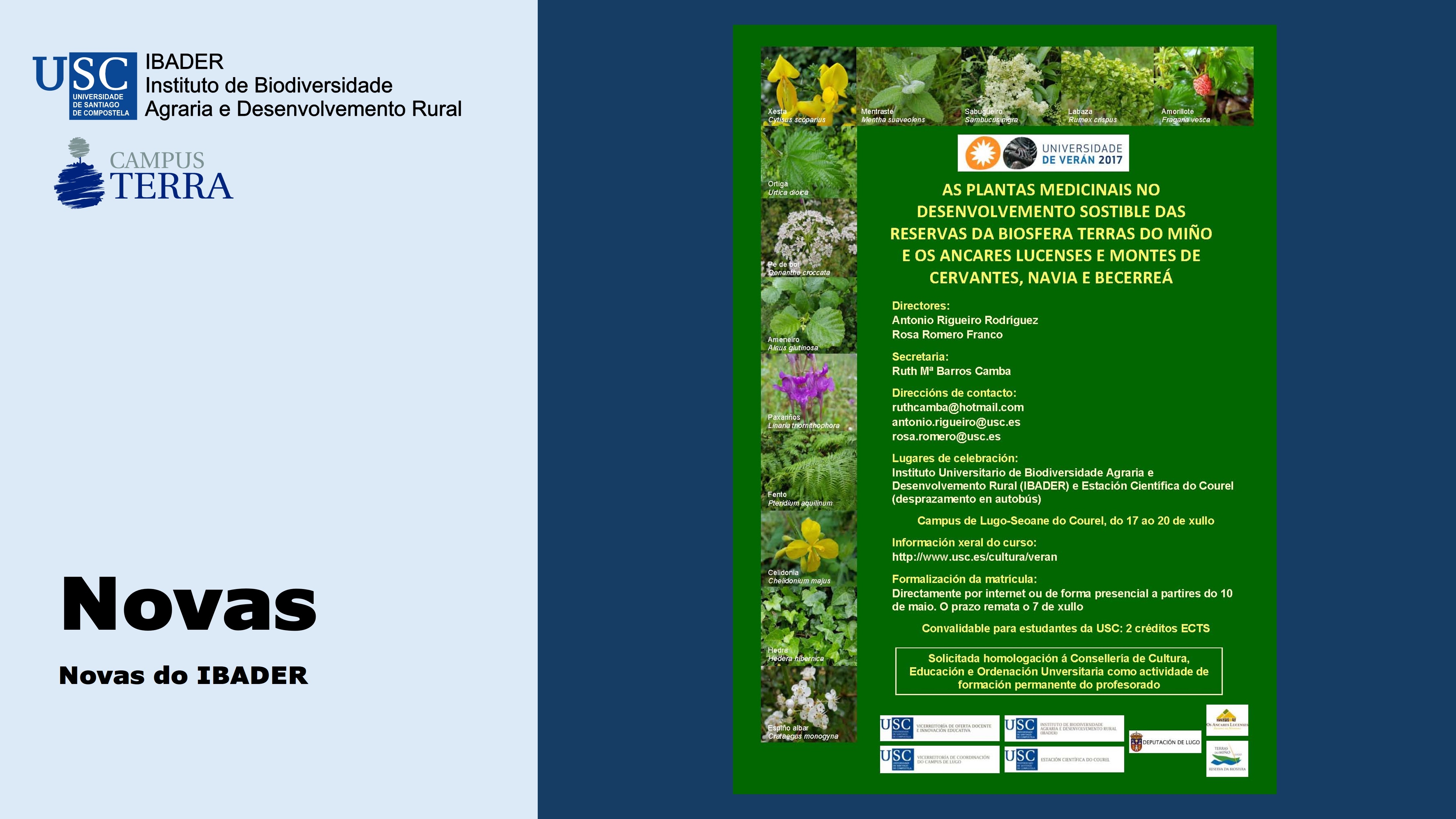2017/07/05: Curso de Verán: As plantas medicinais nas Reservas de Biosfera de Terras do Miño e Os Ancares Lucenses