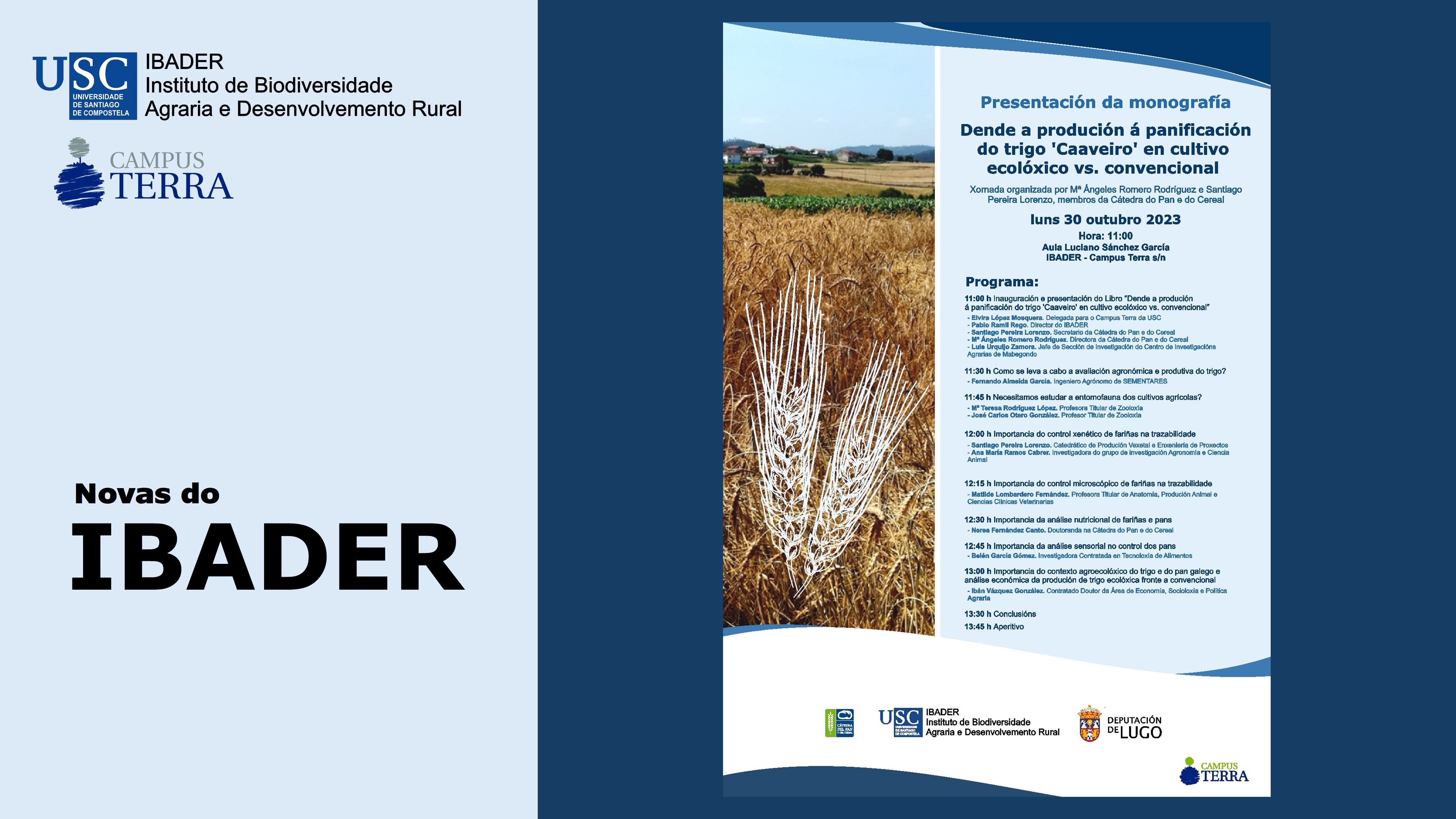 2023/10/30: Presentación da Monografía do IBADER e xornada en torno ao trigo 