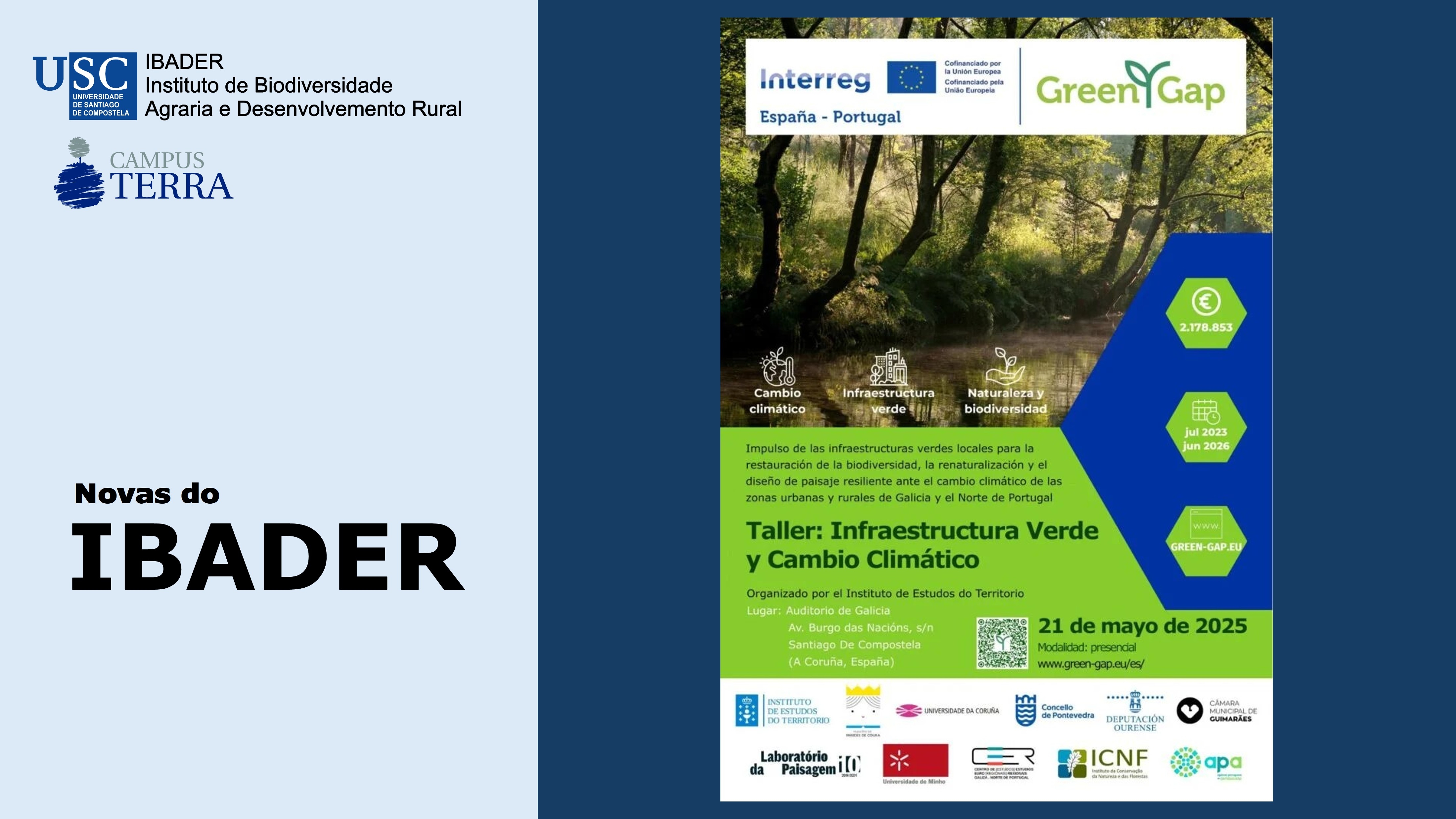 2025/05/12:  O IBADER participará nun workshop organizado polo El Instituto de Estudos do Territorio 