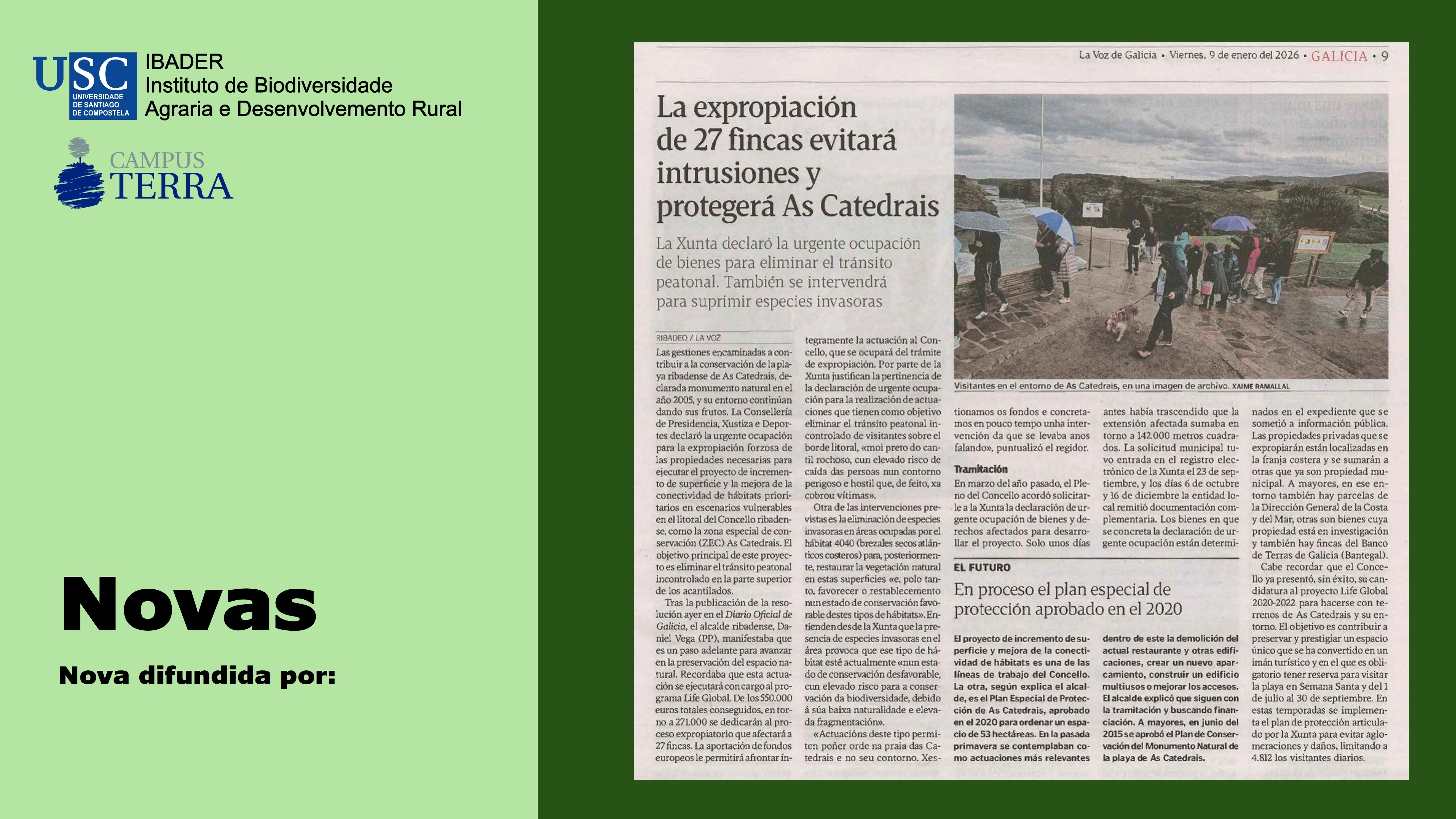 2026/01/09: Declarada la urgente ocupación de las parcelas objeto de expropiación de LIFE GLOBAL en el Concello de Ribadeo