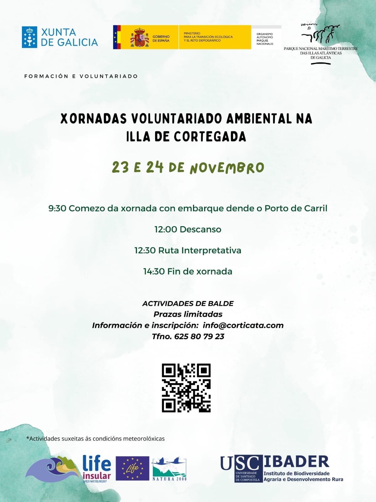 2024/11/13: Xornadas de voluntariado ambiental na illa de Cortegada coa participación do IBADER