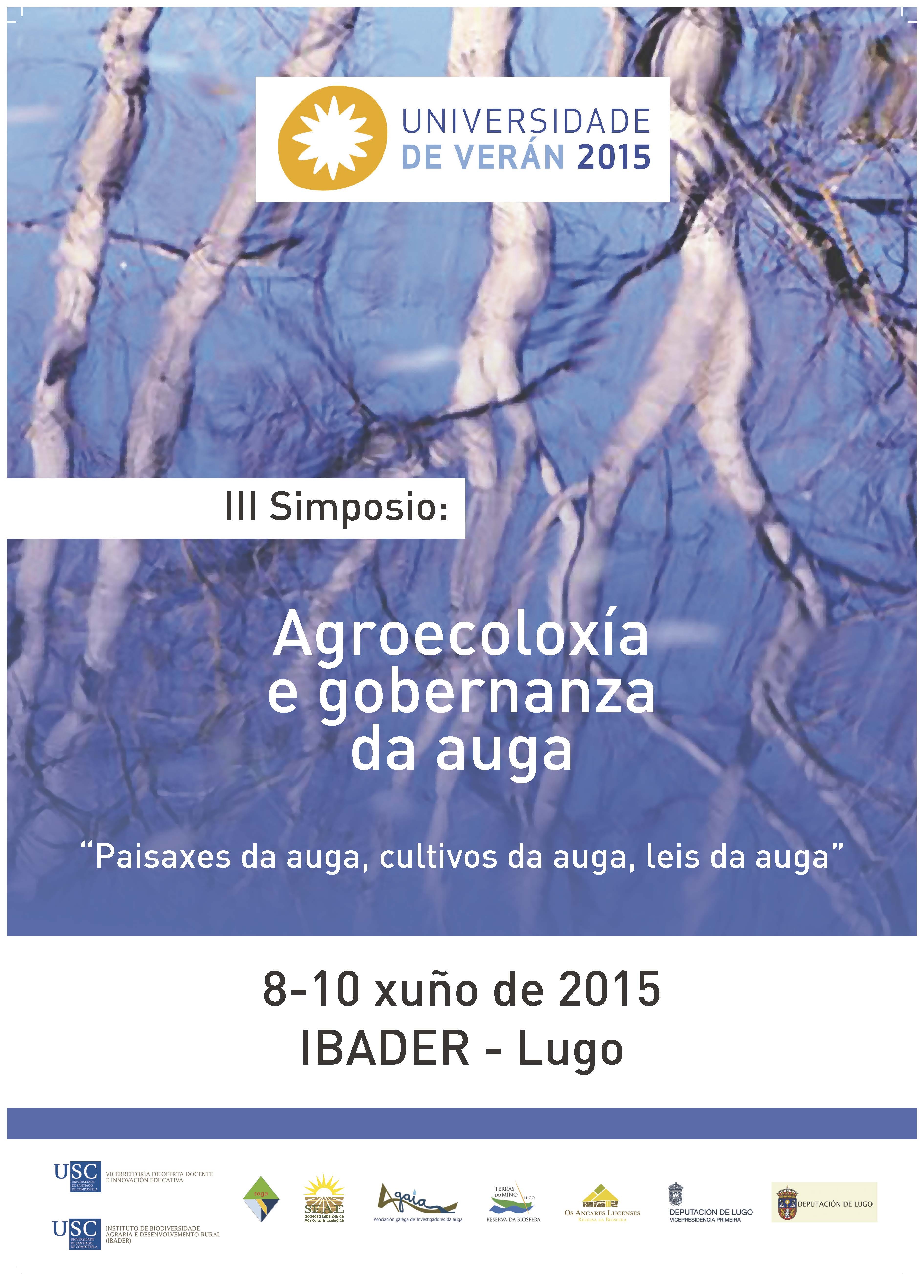 2015/05/01: Curso de Veran: Paisaxes da auga, cultivos da auga, leis da auga