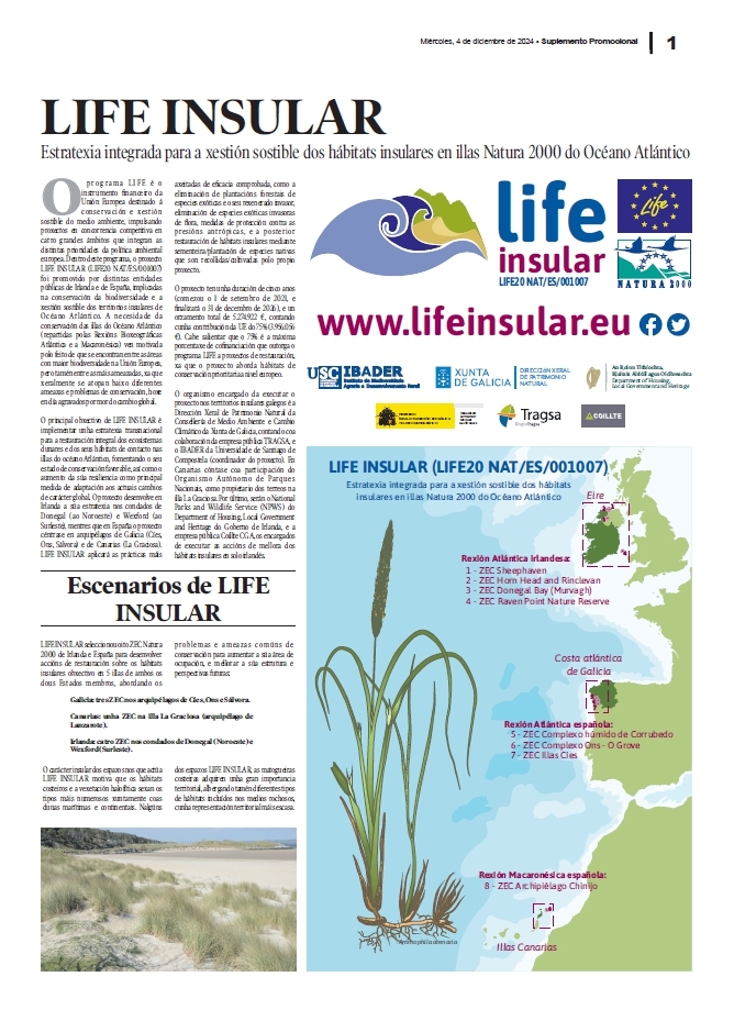 2024/12/04: La Voz de Galicia publica hoxe un suplemento promocional sobre o proxecto LIFE INSULAR